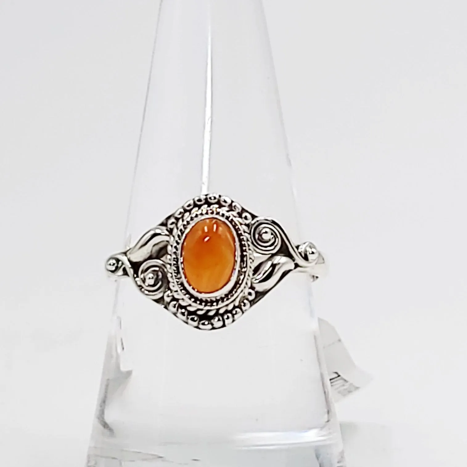 Carnelian Ring "Dahlia" Sterling Silver Size 9