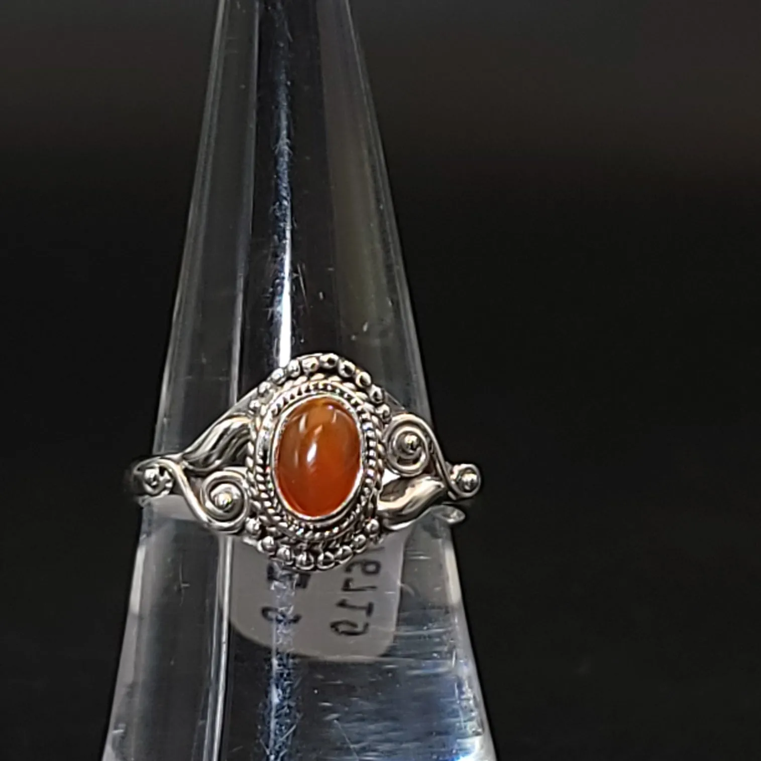 Carnelian Ring "Dahlia" Sterling Silver Size 9
