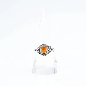 Carnelian Ring "Dahlia" Sterling Silver Size 9