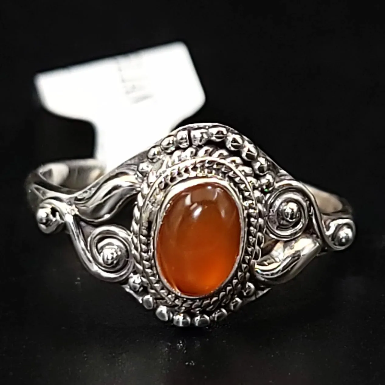 Carnelian Ring "Dahlia" Sterling Silver Size 9
