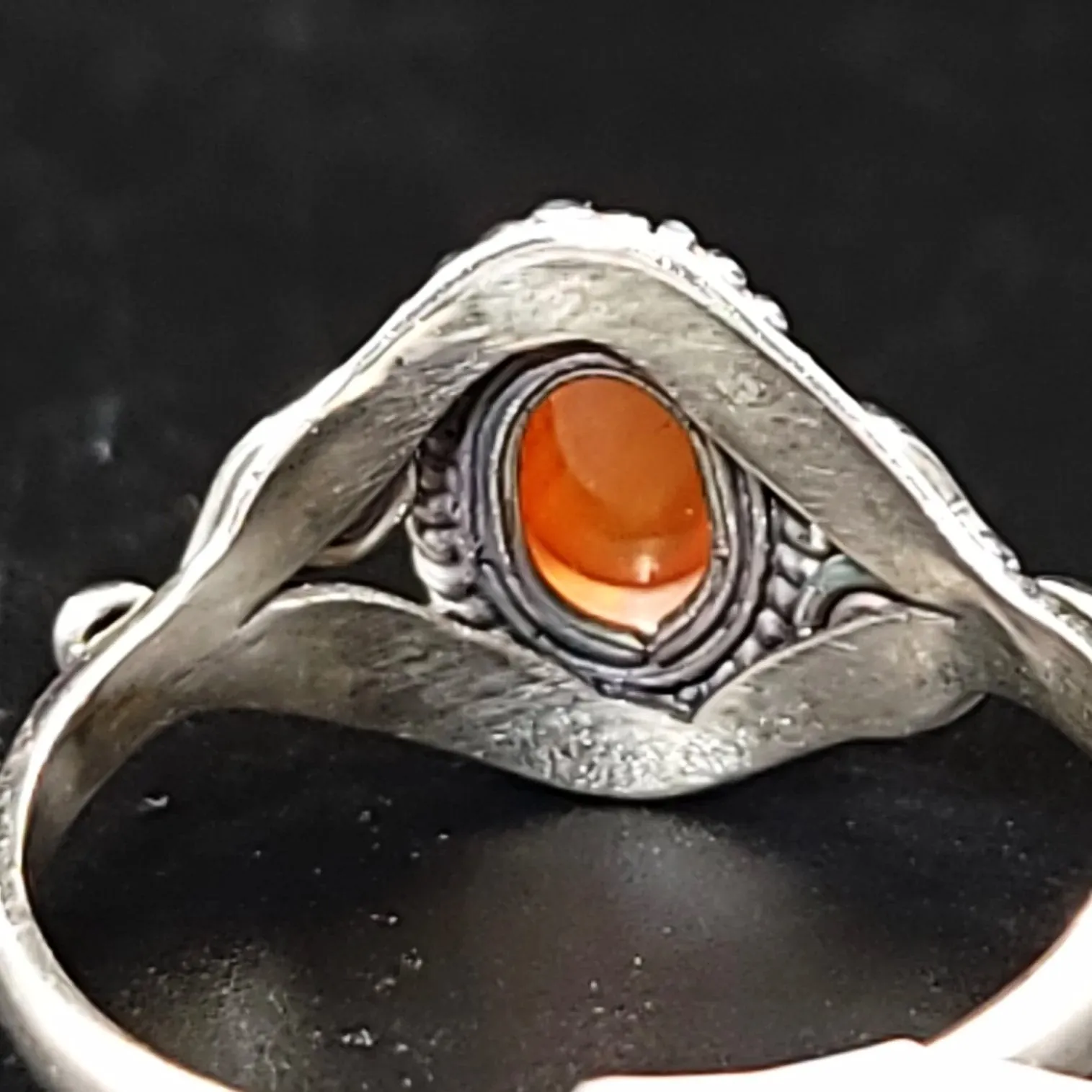 Carnelian Ring "Dahlia" Sterling Silver Size 9