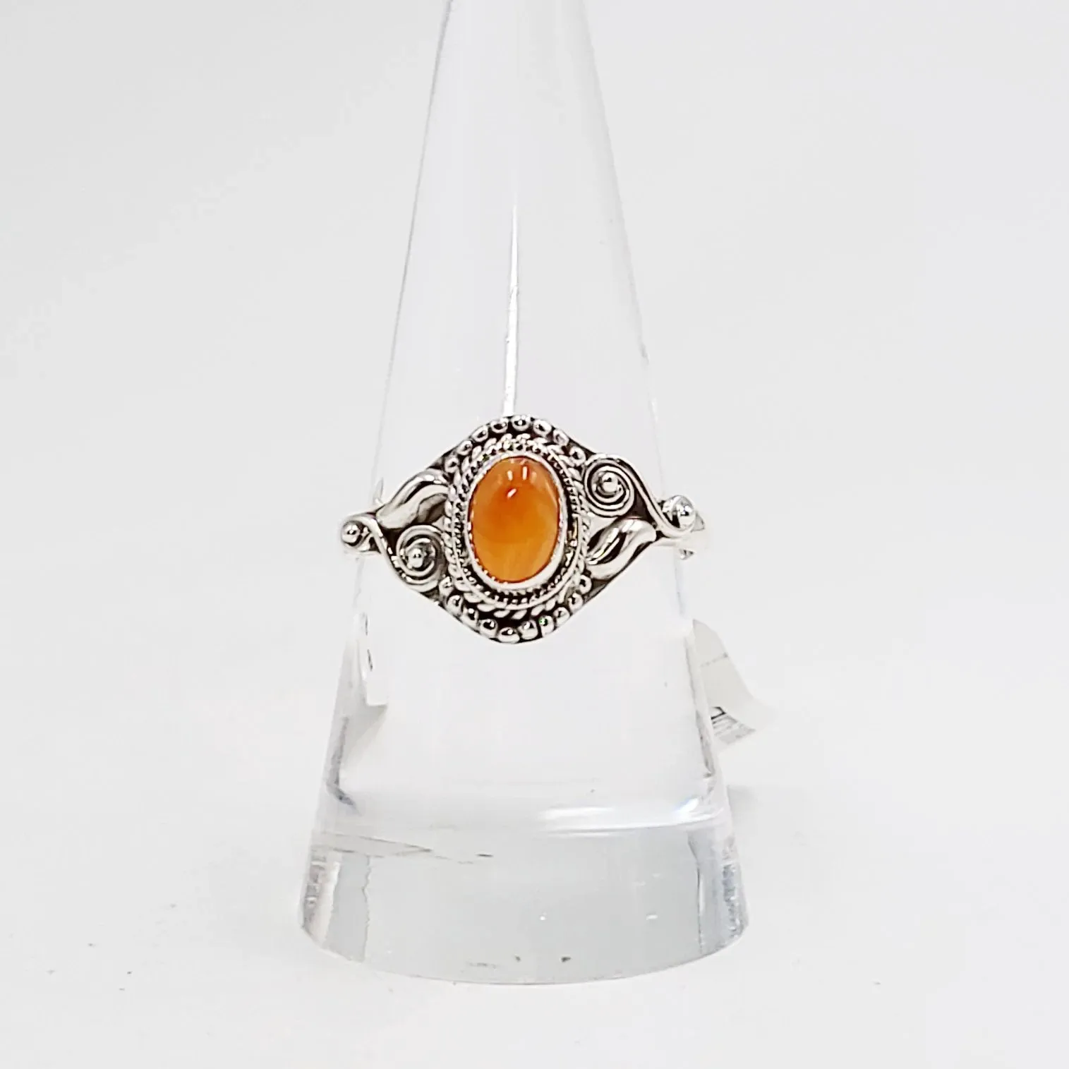 Carnelian Ring "Dahlia" Sterling Silver Size 9