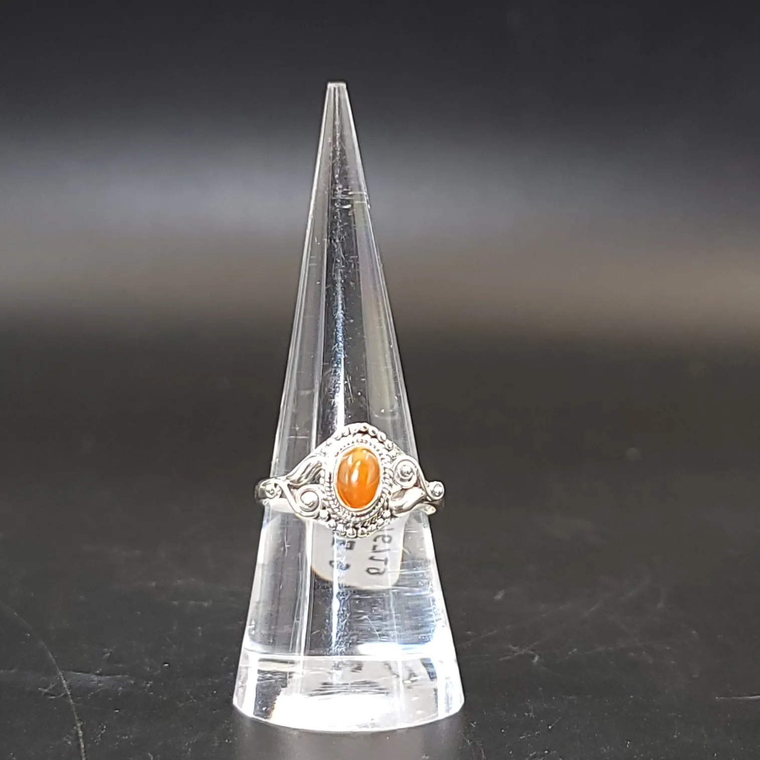 Carnelian Ring "Dahlia" Sterling Silver Size 9