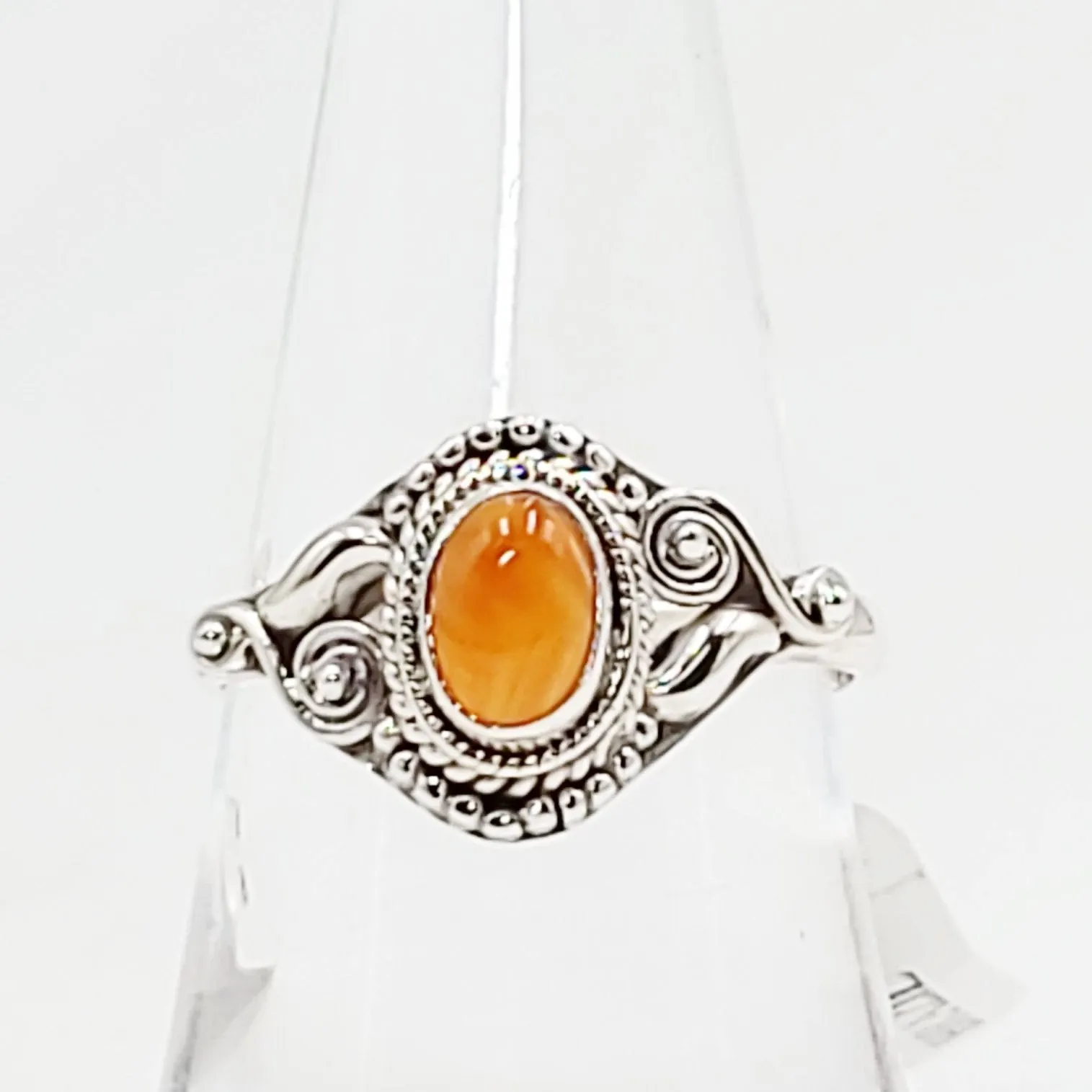 Carnelian Ring "Dahlia" Sterling Silver Size 9