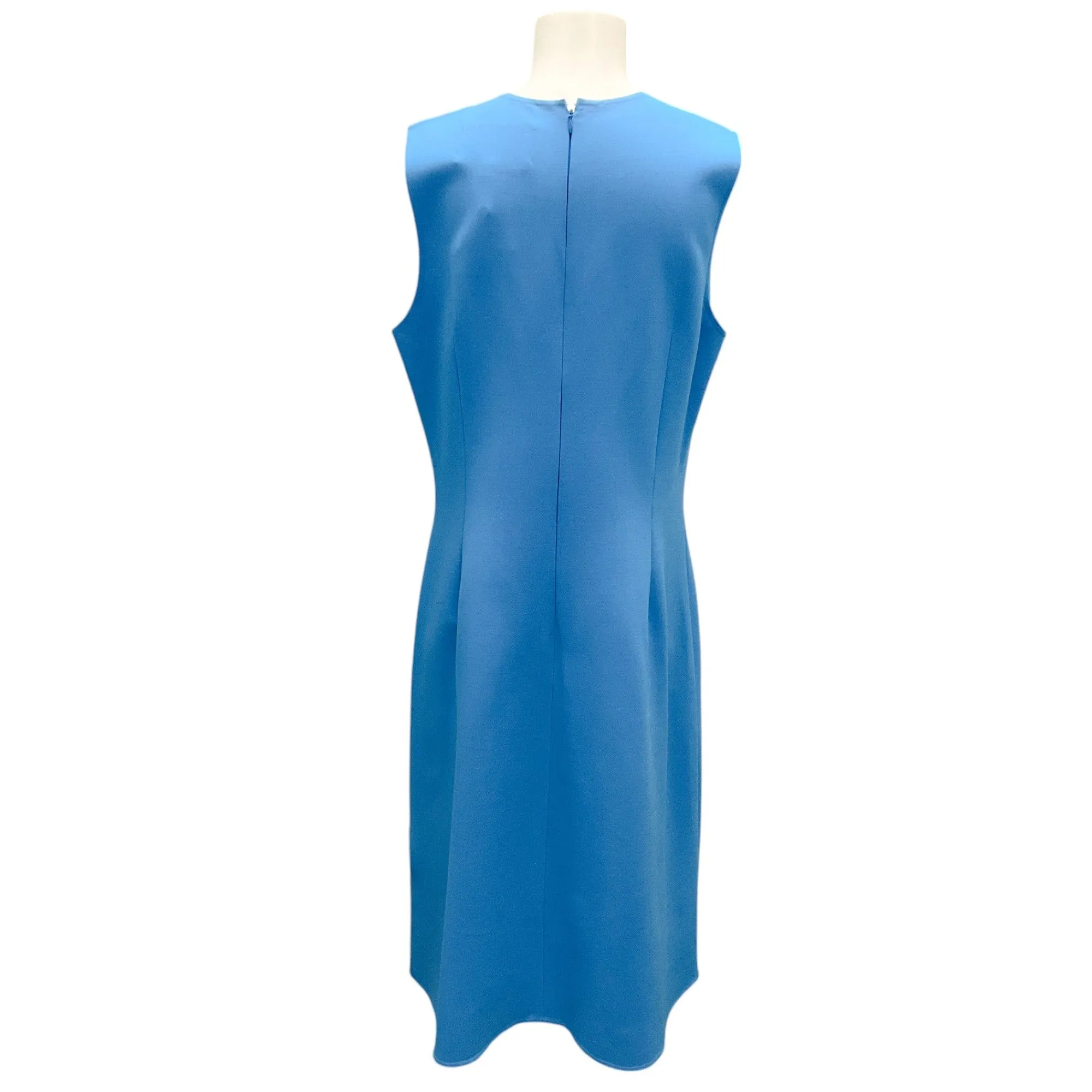 Carolina Herrera Cerulean / Lotus Pink Sleeveless Wool Stretch Midi Dress