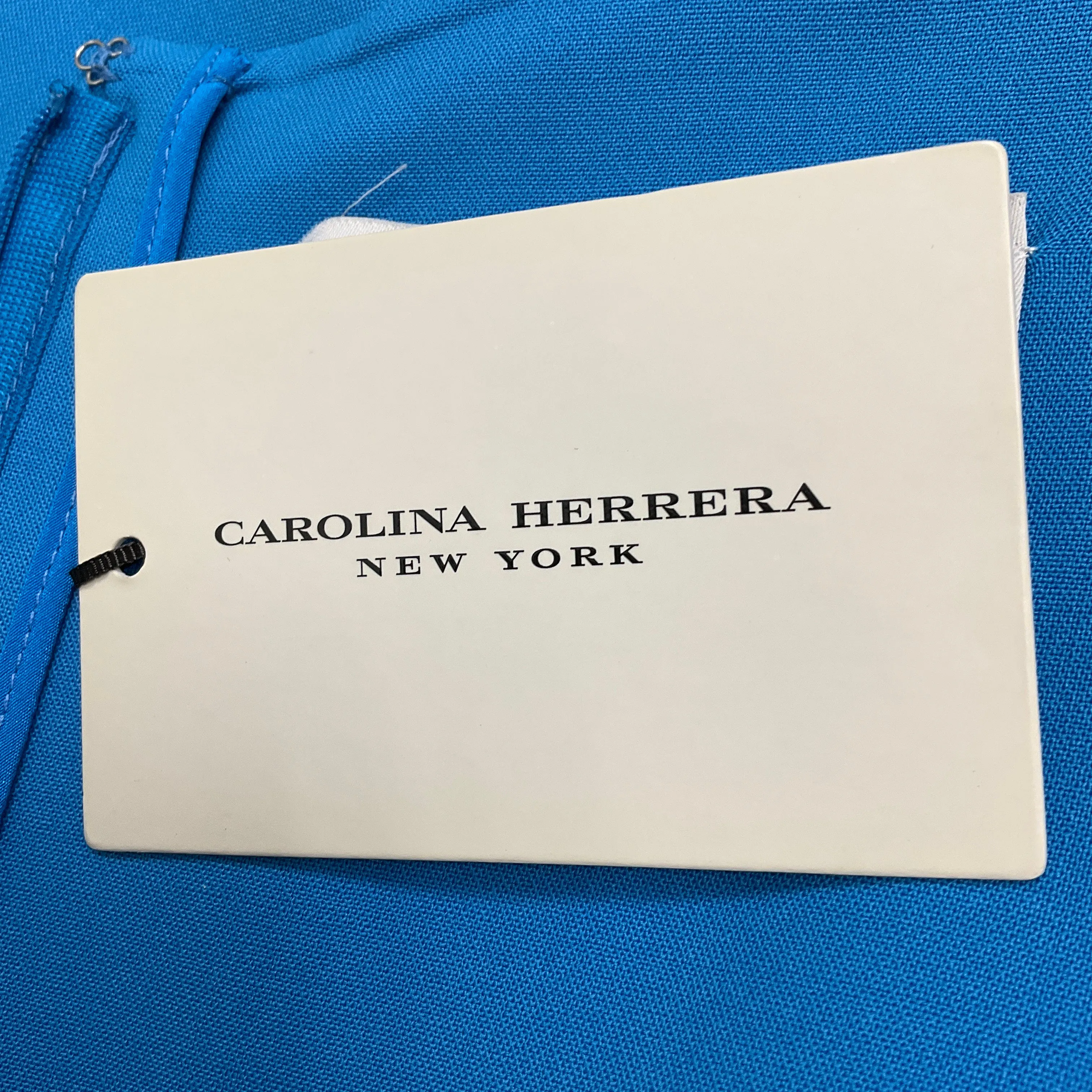 Carolina Herrera Cerulean / Lotus Pink Sleeveless Wool Stretch Midi Dress
