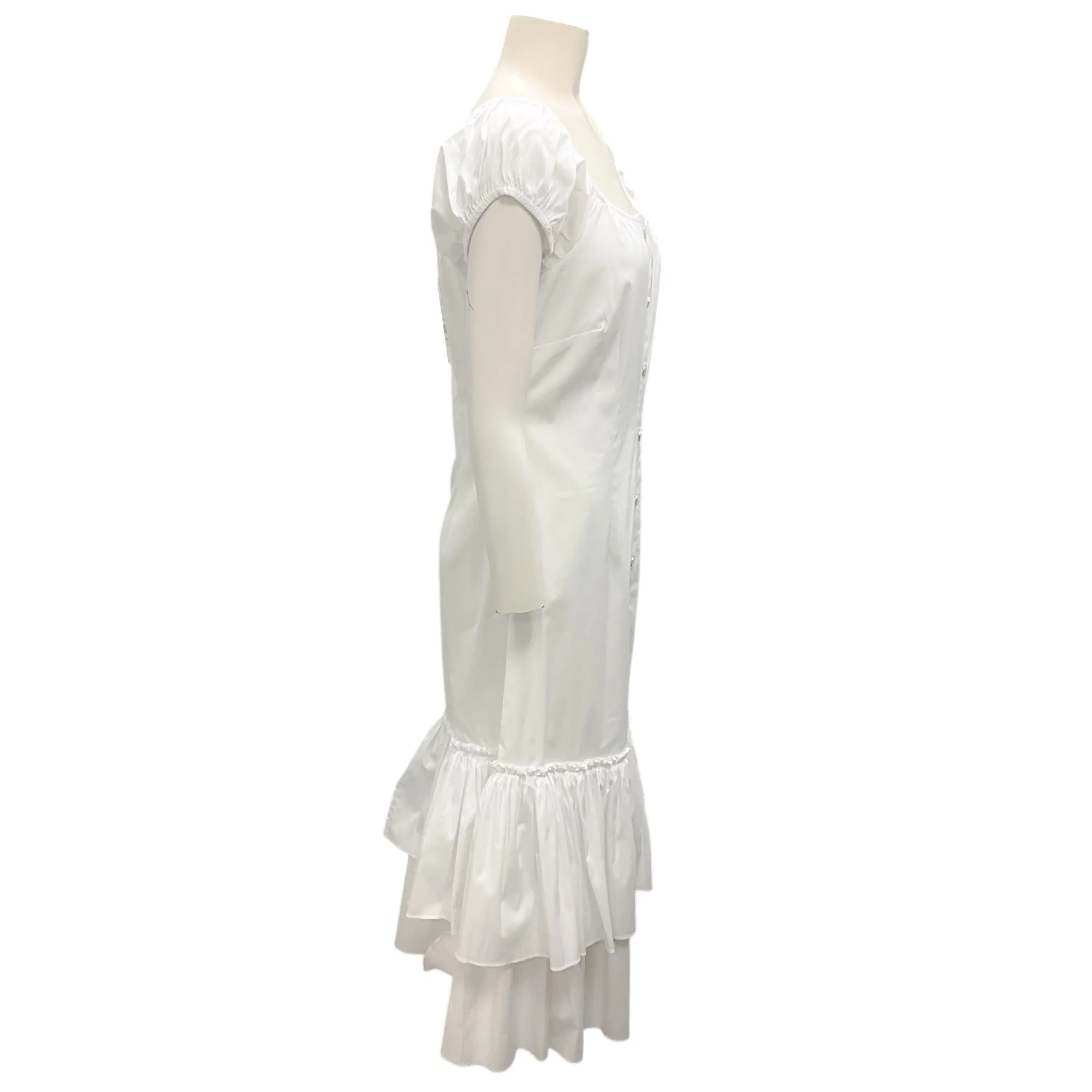 Caroline Constas White Lyla Ruffle Midi Dress