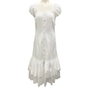 Caroline Constas White Lyla Ruffle Midi Dress