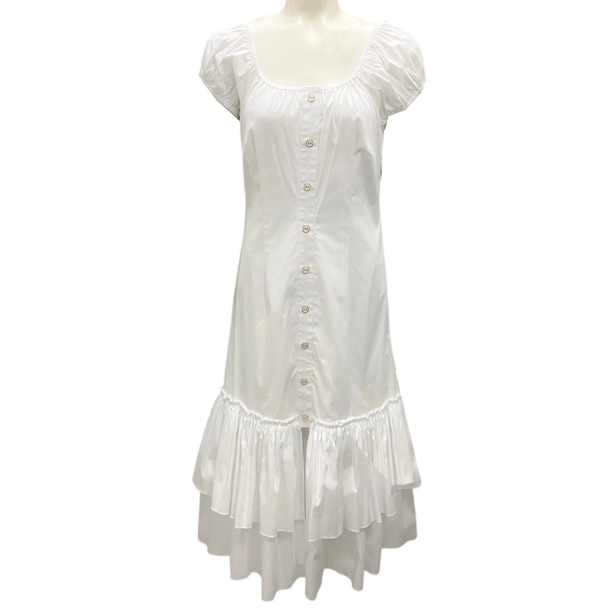 Caroline Constas White Lyla Ruffle Midi Dress