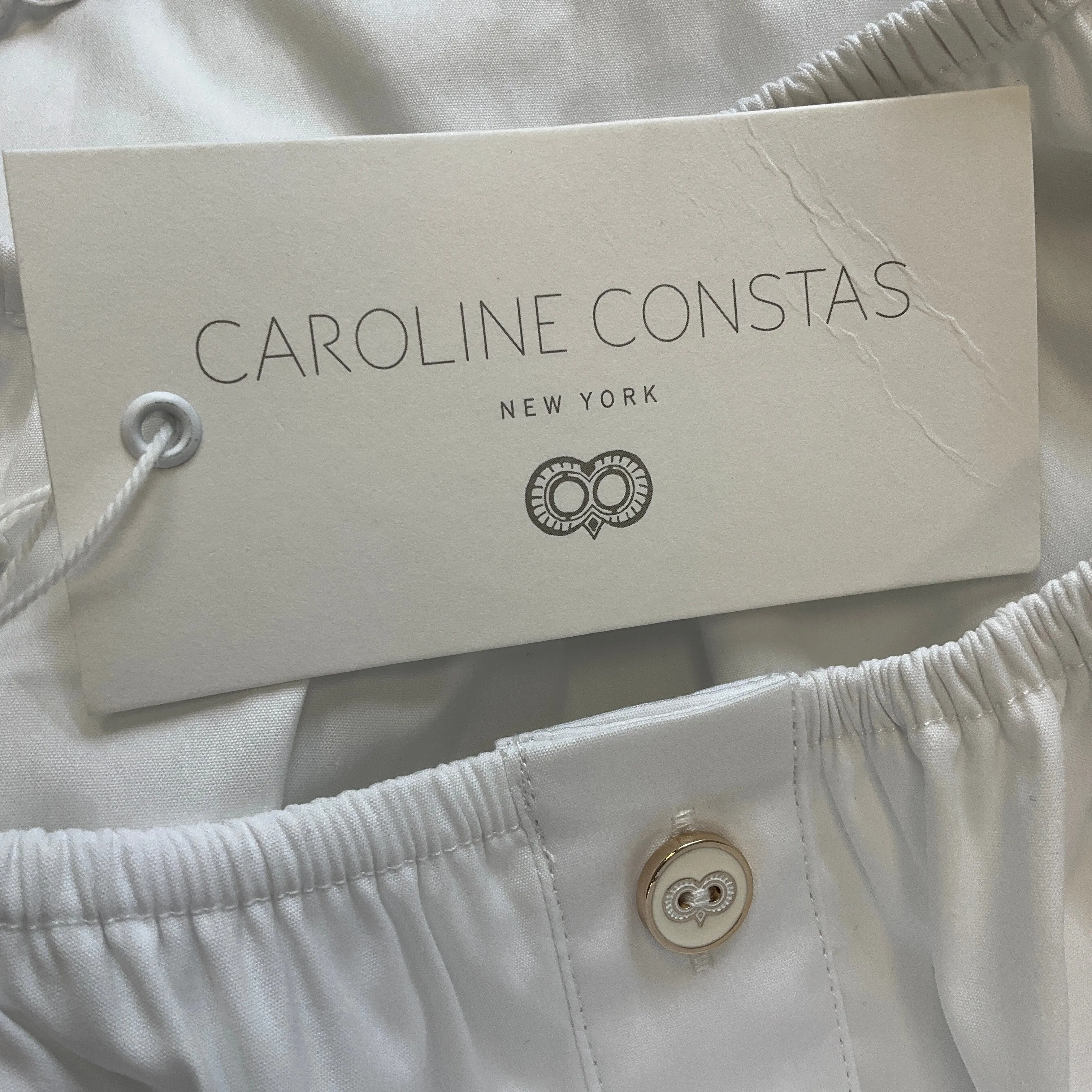 Caroline Constas White Lyla Ruffle Midi Dress