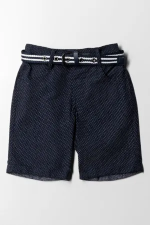 Chino Short With Belt Navy