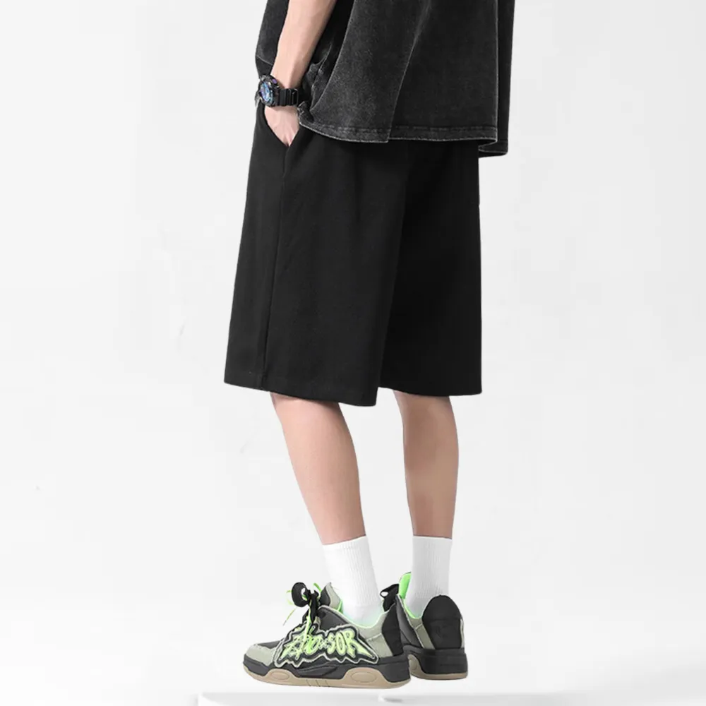 Classic Solid Drawstring Cotton Shorts
