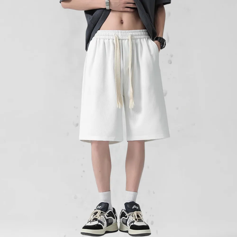 Classic Solid Drawstring Cotton Shorts
