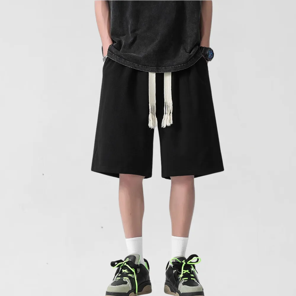 Classic Solid Drawstring Cotton Shorts