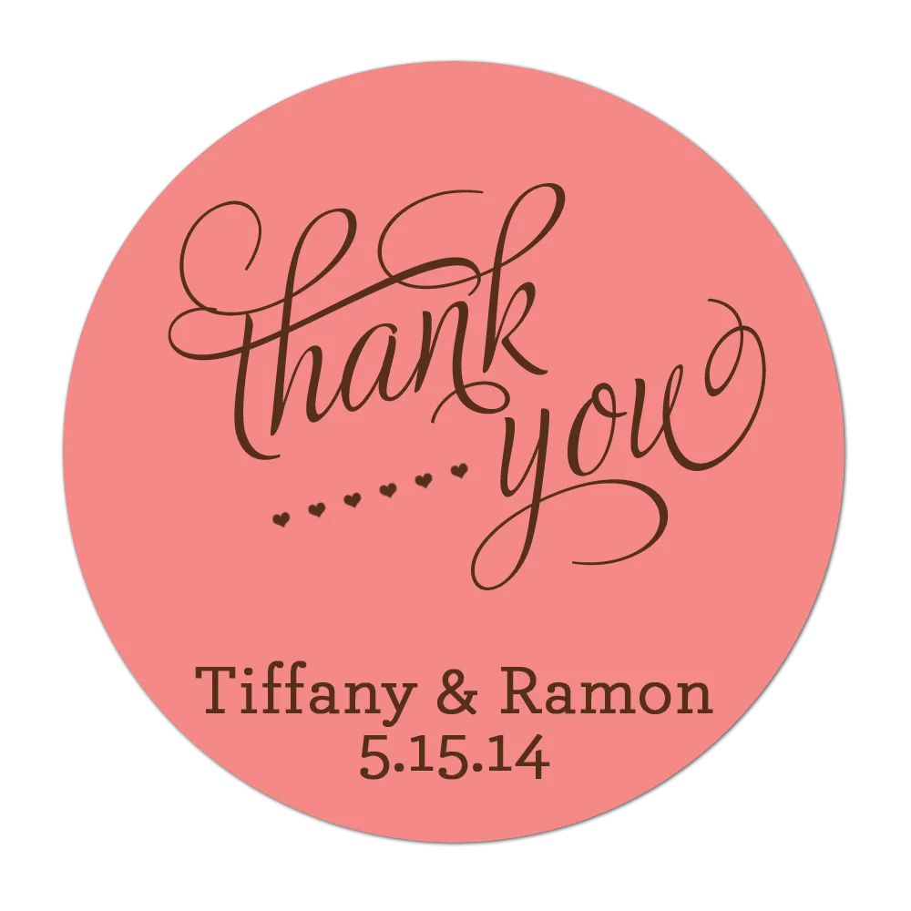 Classic Thank You Personalized Wedding Favor Sticker