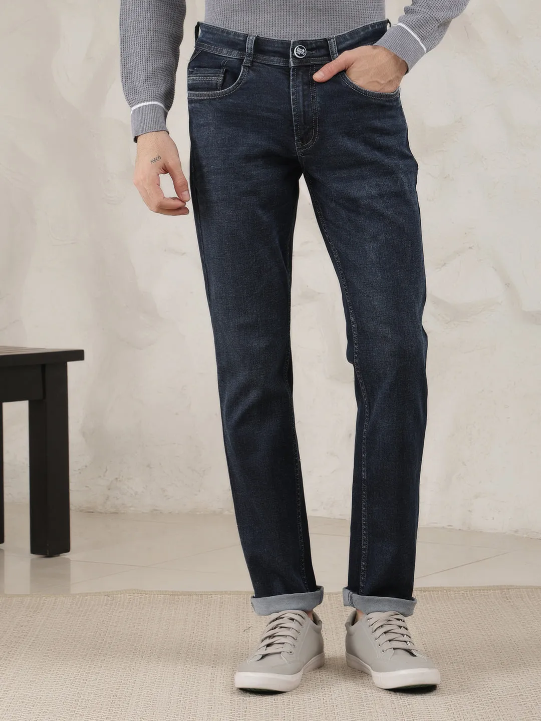 COBB DARK BLUE NARROW-FIT PREMIUM JEANS
