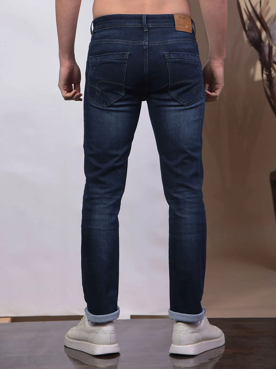 COBB NAVY BLUE NARROW-FIT PREMIUM JEANS