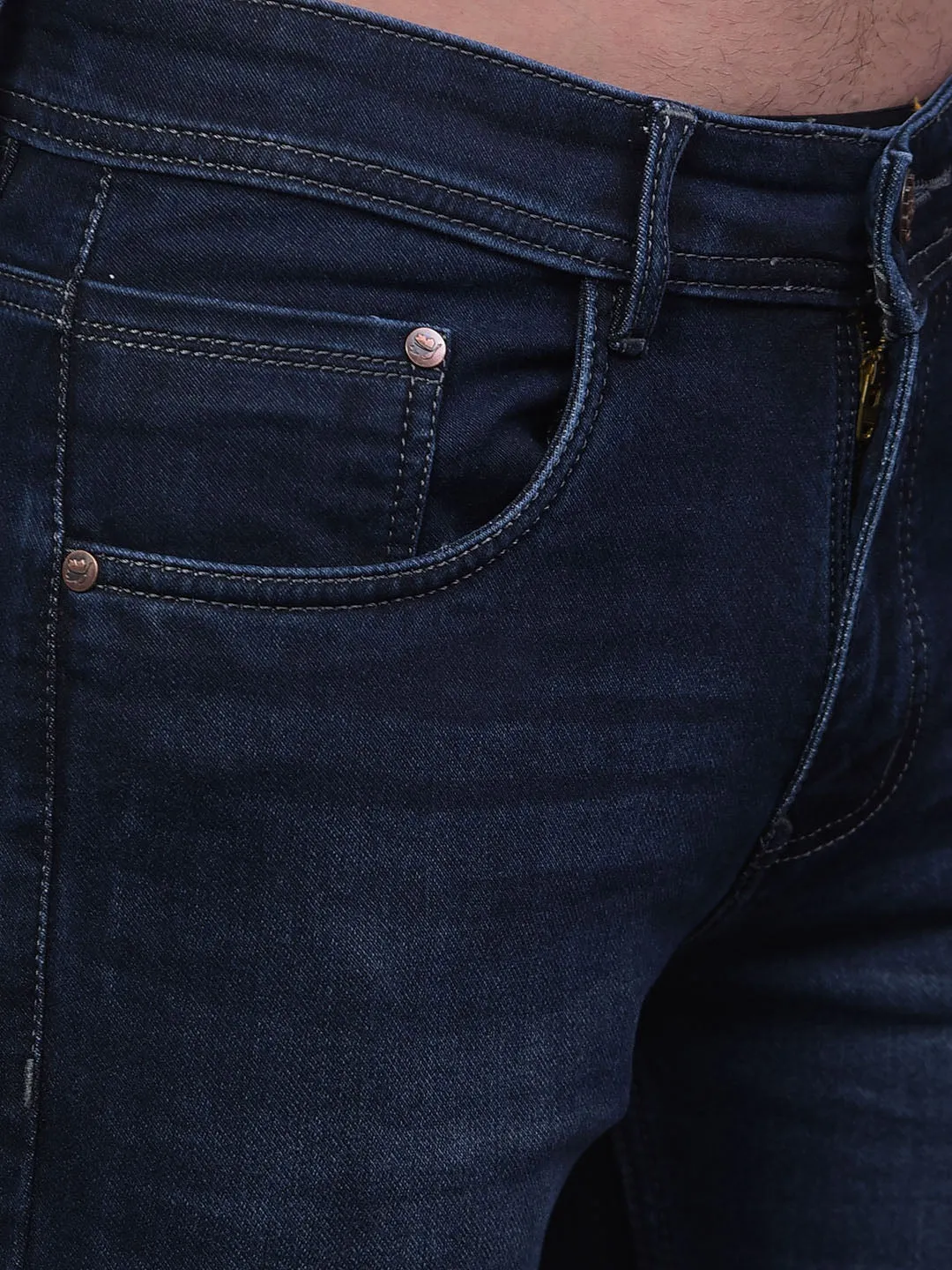 COBB NAVY BLUE NARROW-FIT PREMIUM JEANS