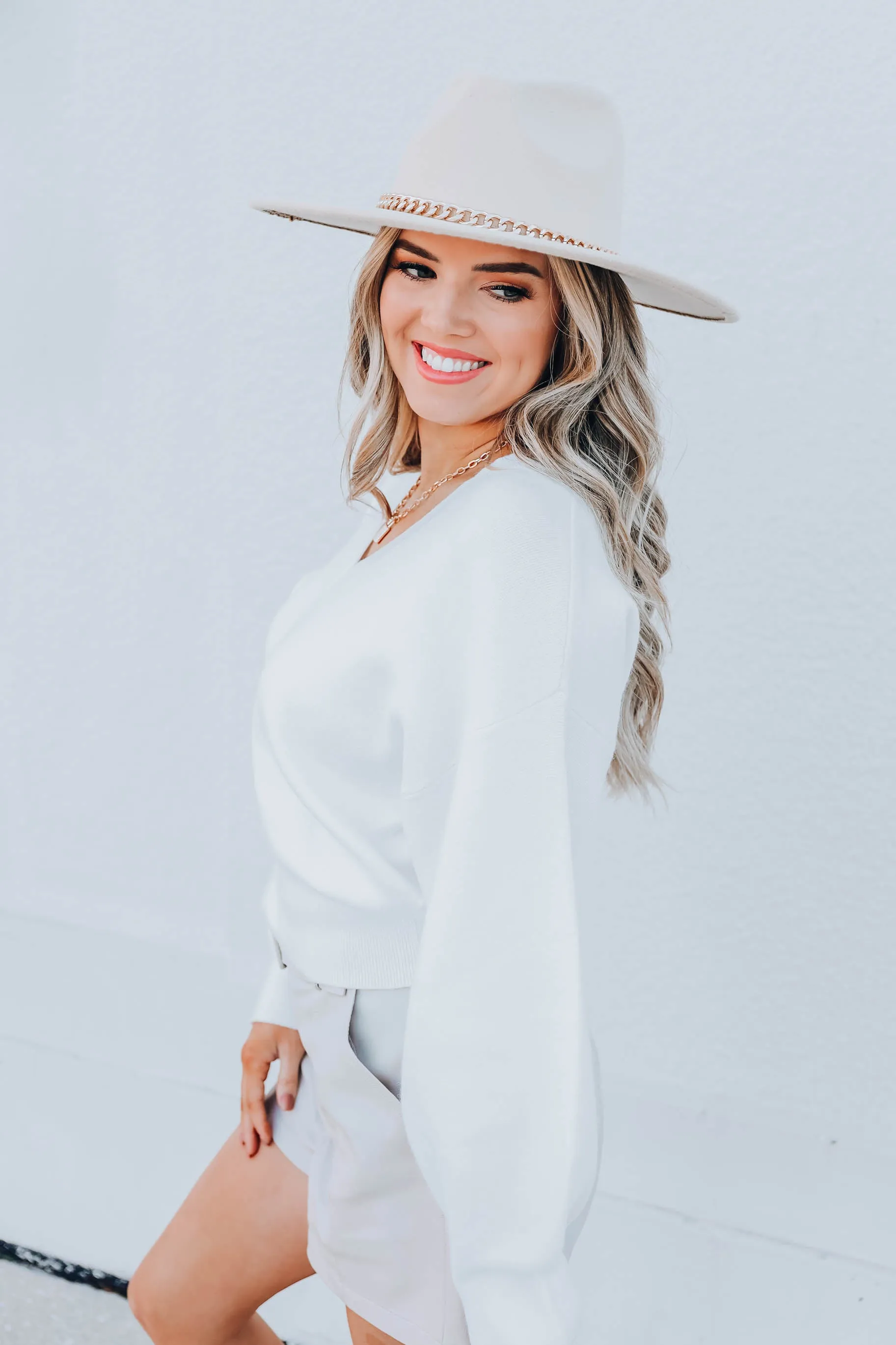 Concord Cropped Sweater - White