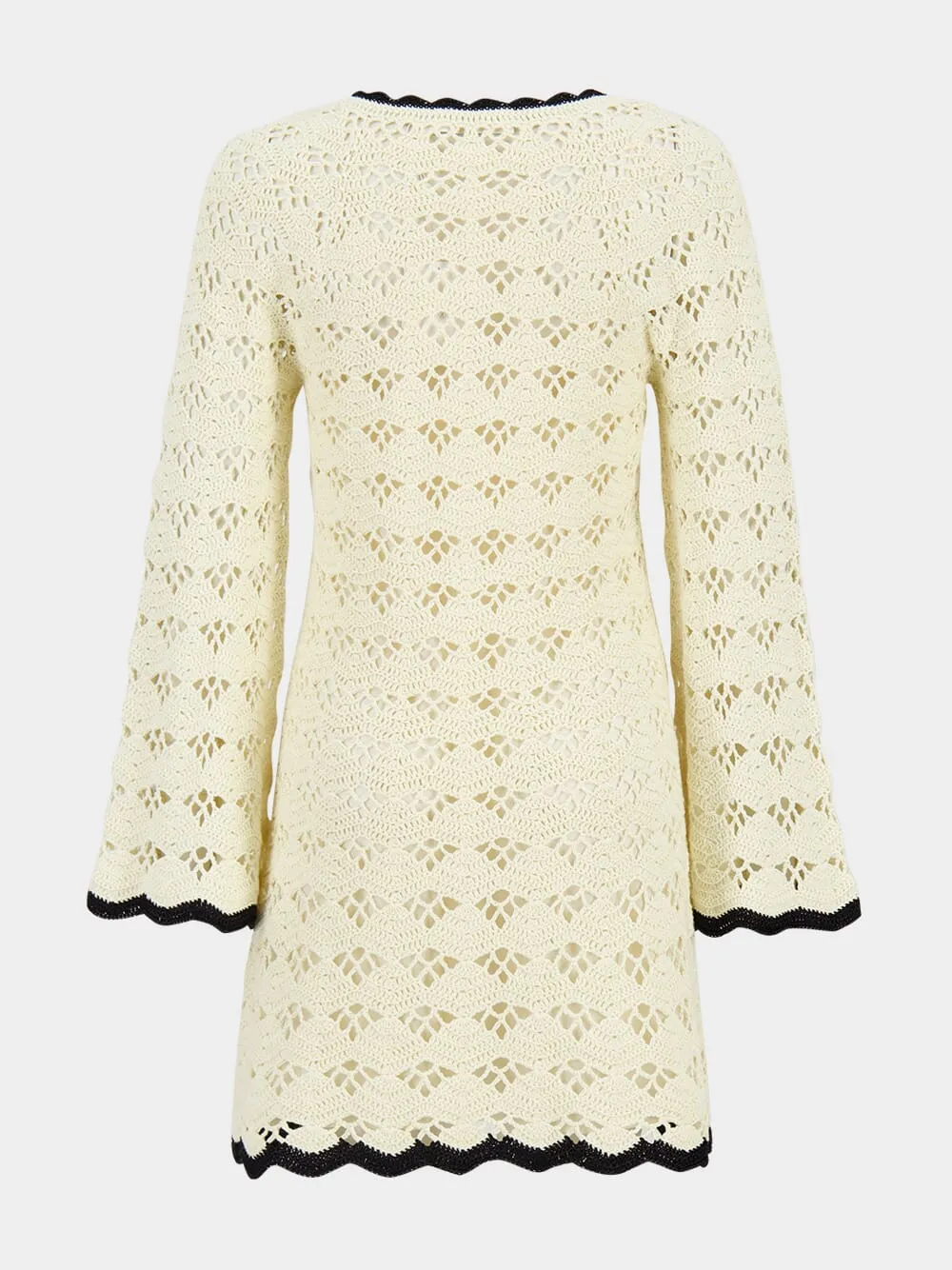 Cream and Black Rhiannon Crochet Mini Dress