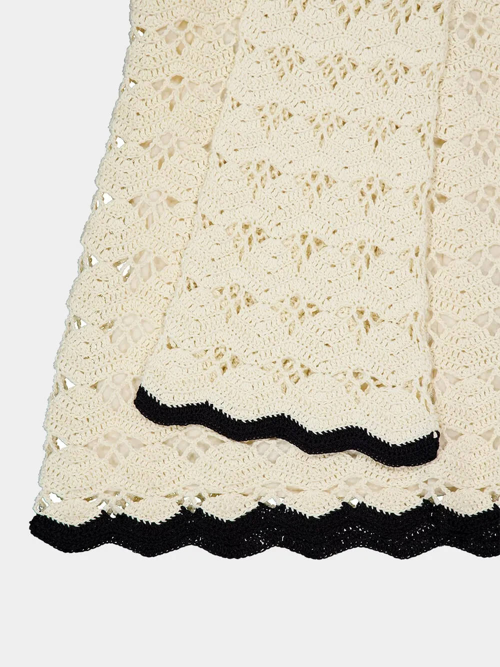 Cream and Black Rhiannon Crochet Mini Dress