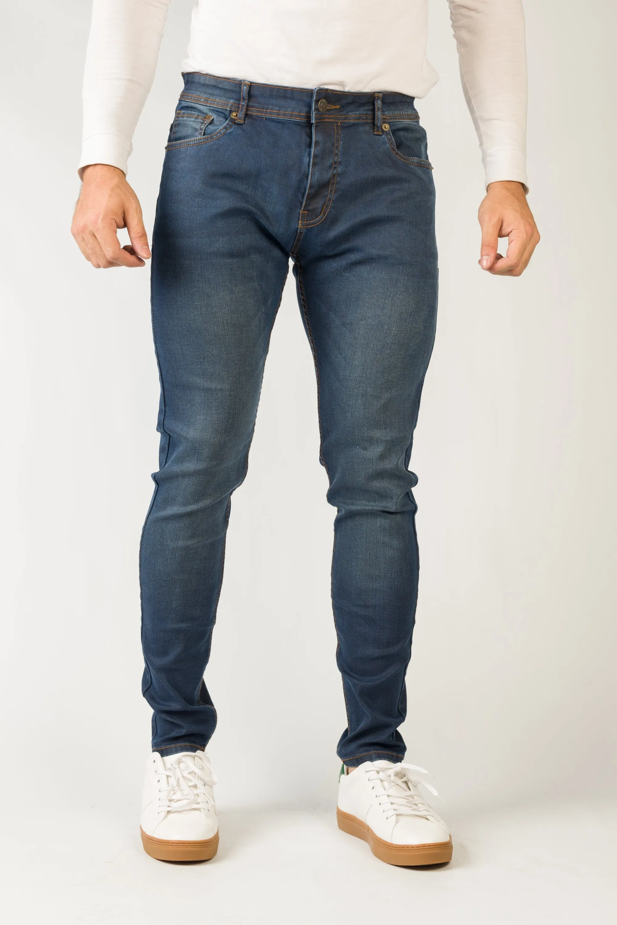 Cropped Fit Dark Blue Jeans