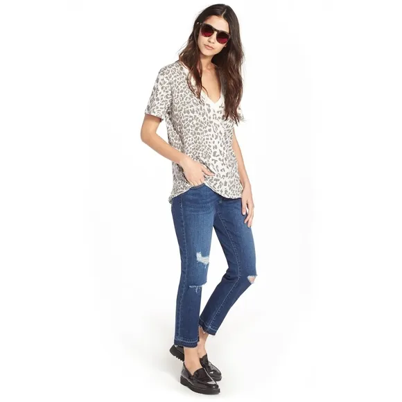Current/Elliot | &quot;The Cropped Straight&quot; Release Hem Distressed Jeans