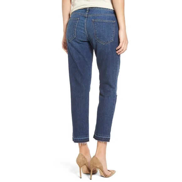 Current/Elliot | &quot;The Cropped Straight&quot; Release Hem Distressed Jeans