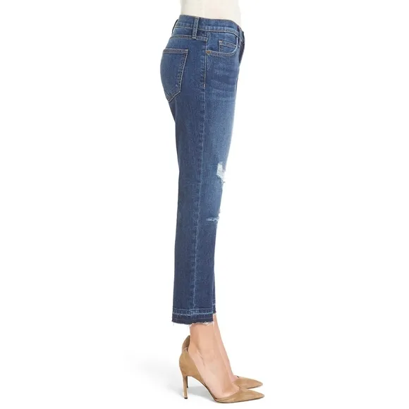 Current/Elliot | &quot;The Cropped Straight&quot; Release Hem Distressed Jeans