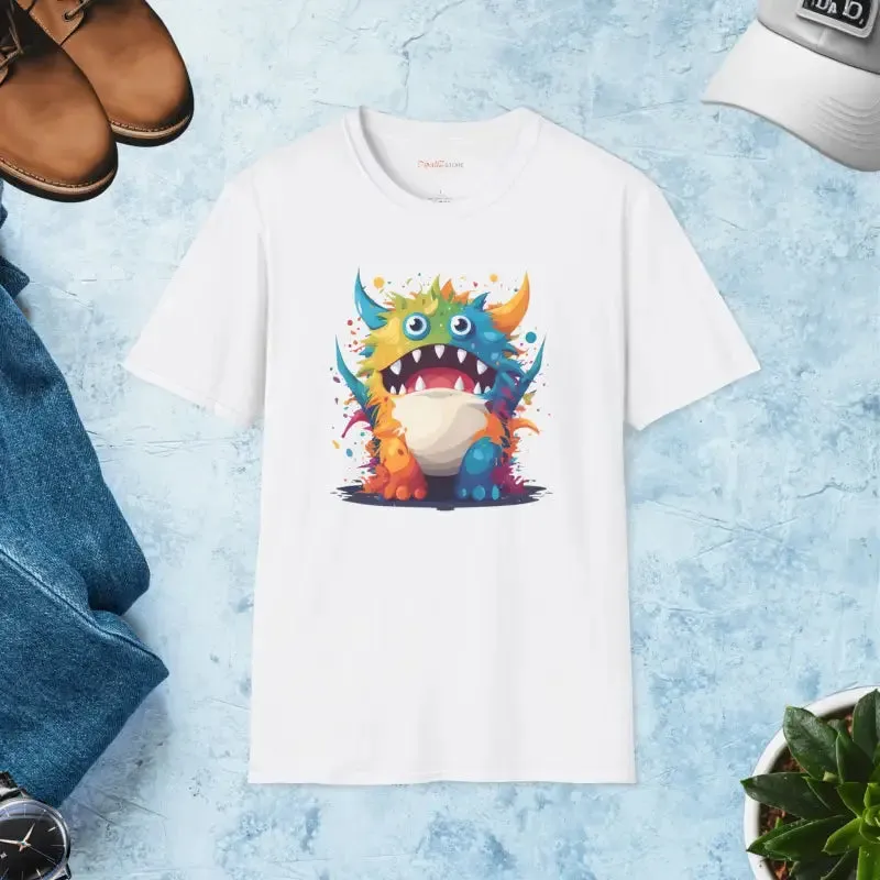 Cute Colorful Monster Cotton Tee for Bold Looks