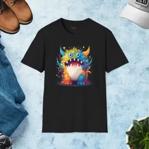 Cute Colorful Monster Cotton Tee for Bold Looks