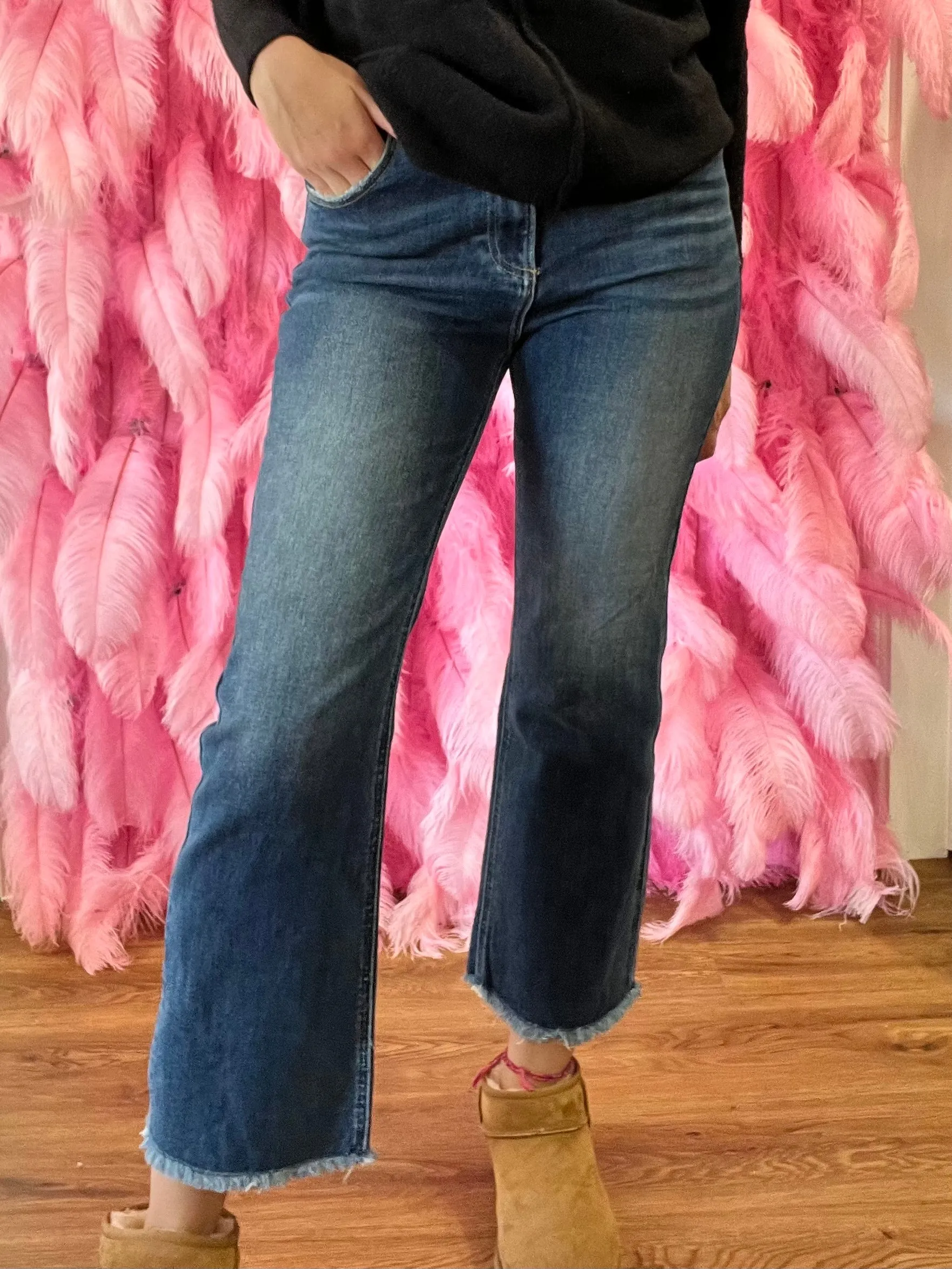 Dark Wash High Rise Ankle Straight Jeans (Includes Plus!) - Risen Jeans