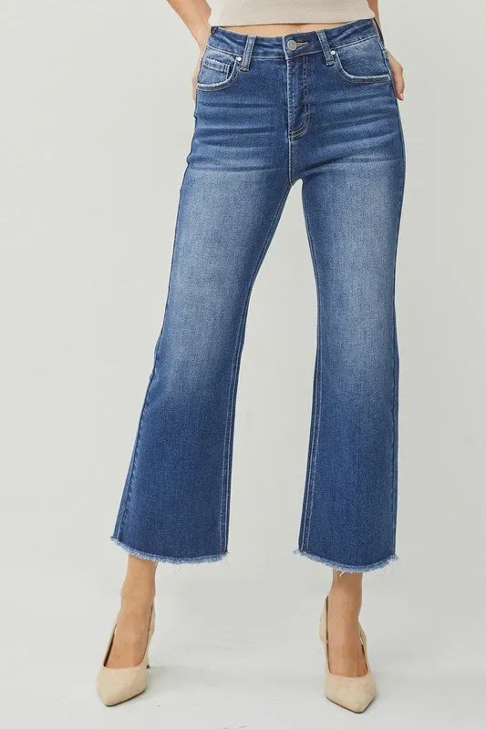Dark Wash High Rise Ankle Straight Jeans (Includes Plus!) - Risen Jeans