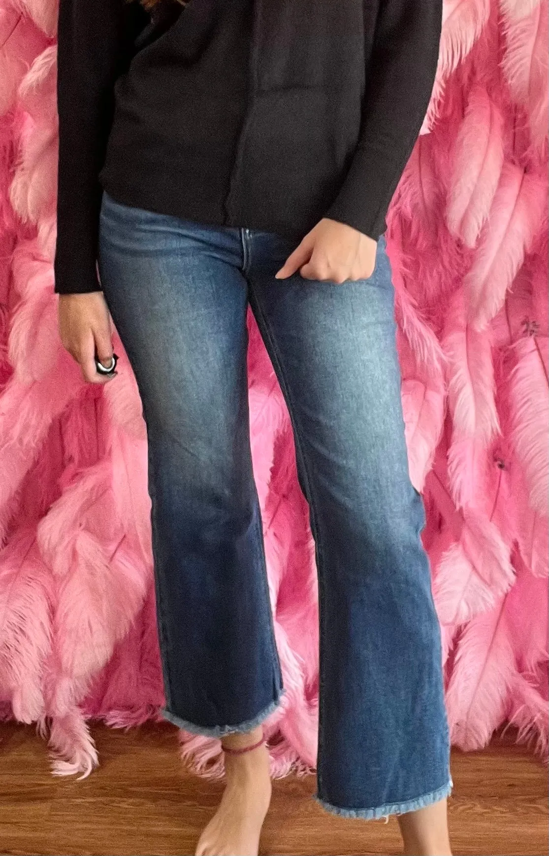 Dark Wash High Rise Ankle Straight Jeans (Includes Plus!) - Risen Jeans