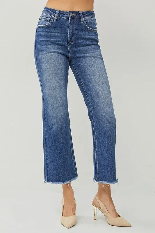 Dark Wash High Rise Ankle Straight Jeans (Includes Plus!) - Risen Jeans