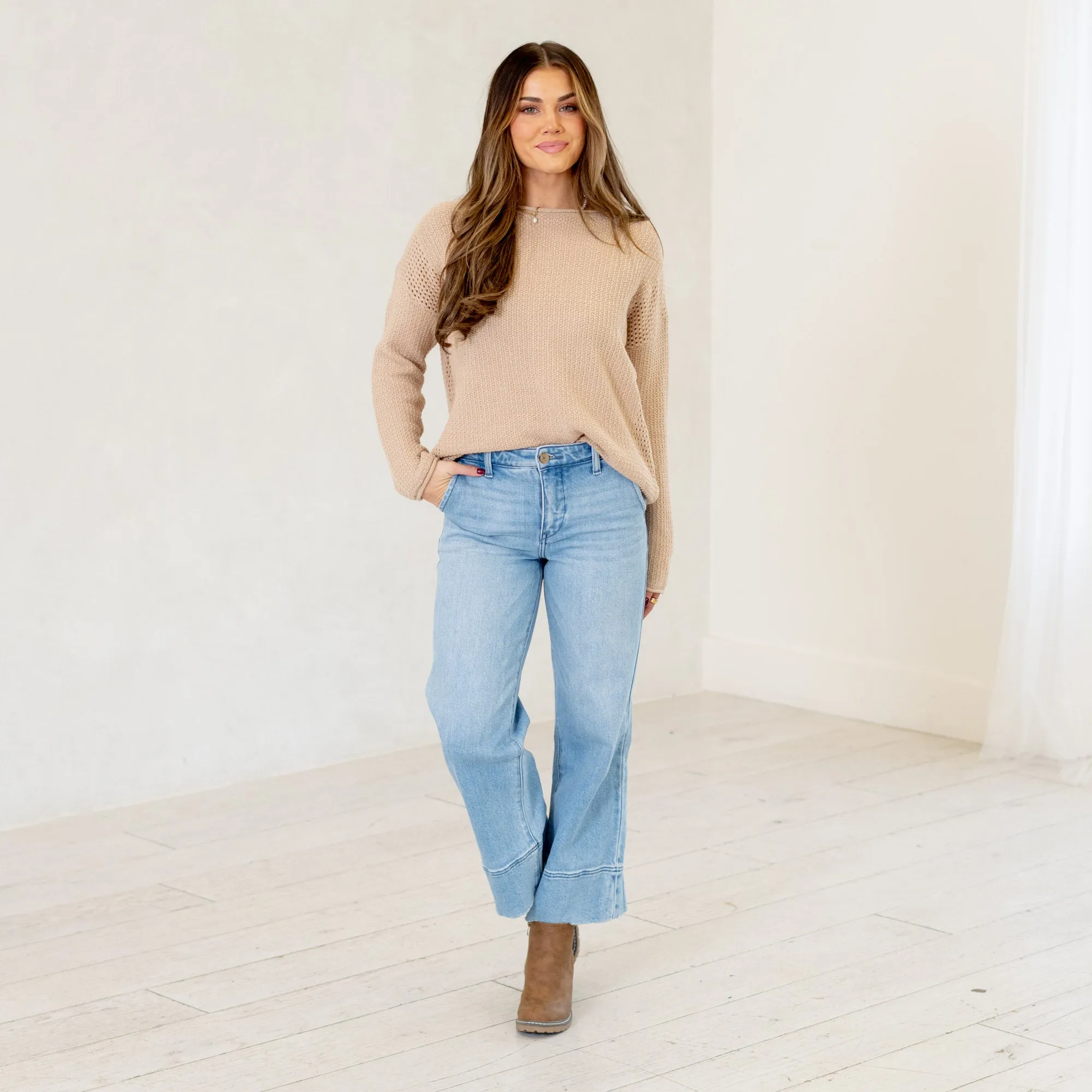 Darla High Rise Cropped Wide Leg Jeans