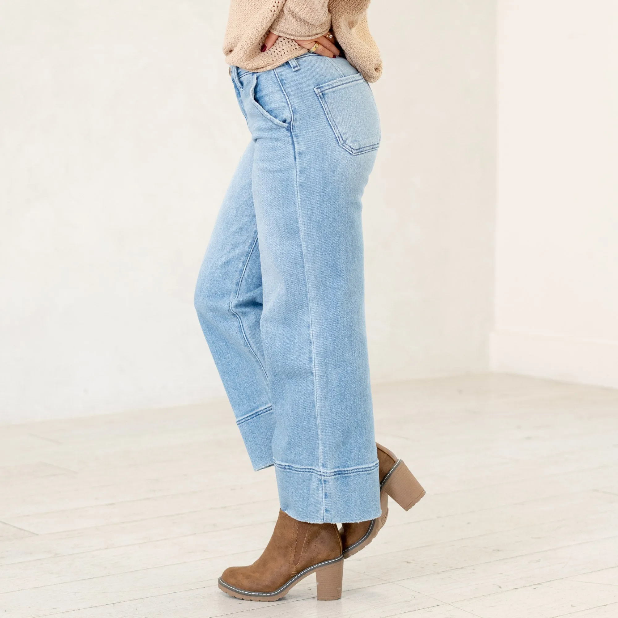 Darla High Rise Cropped Wide Leg Jeans