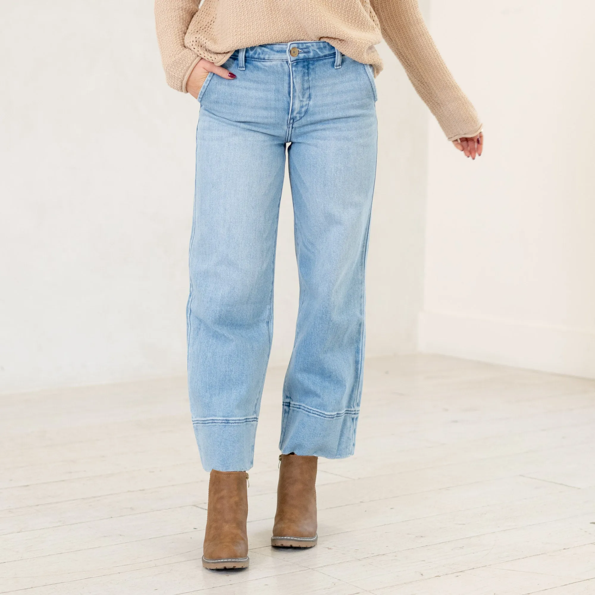 Darla High Rise Cropped Wide Leg Jeans