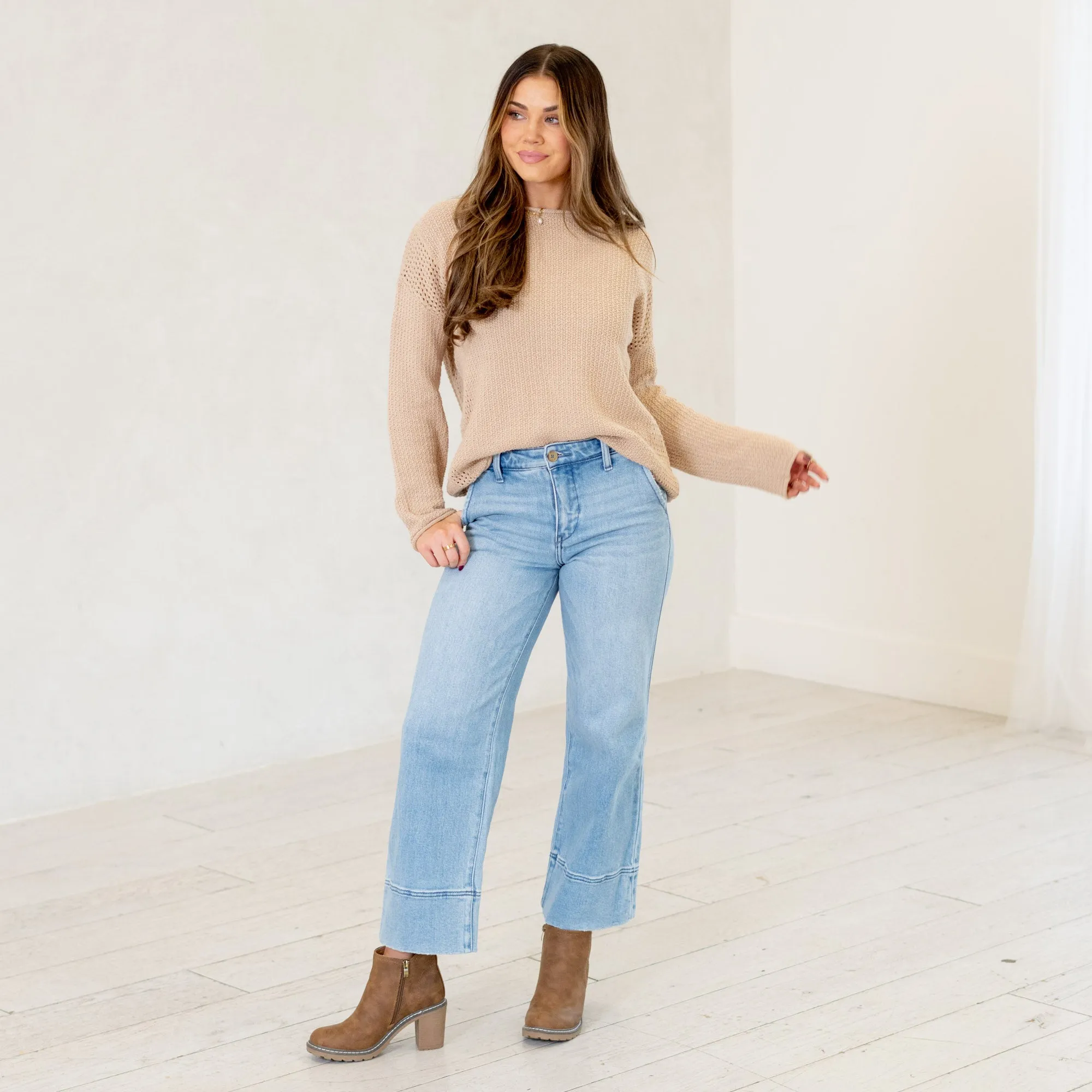 Darla High Rise Cropped Wide Leg Jeans