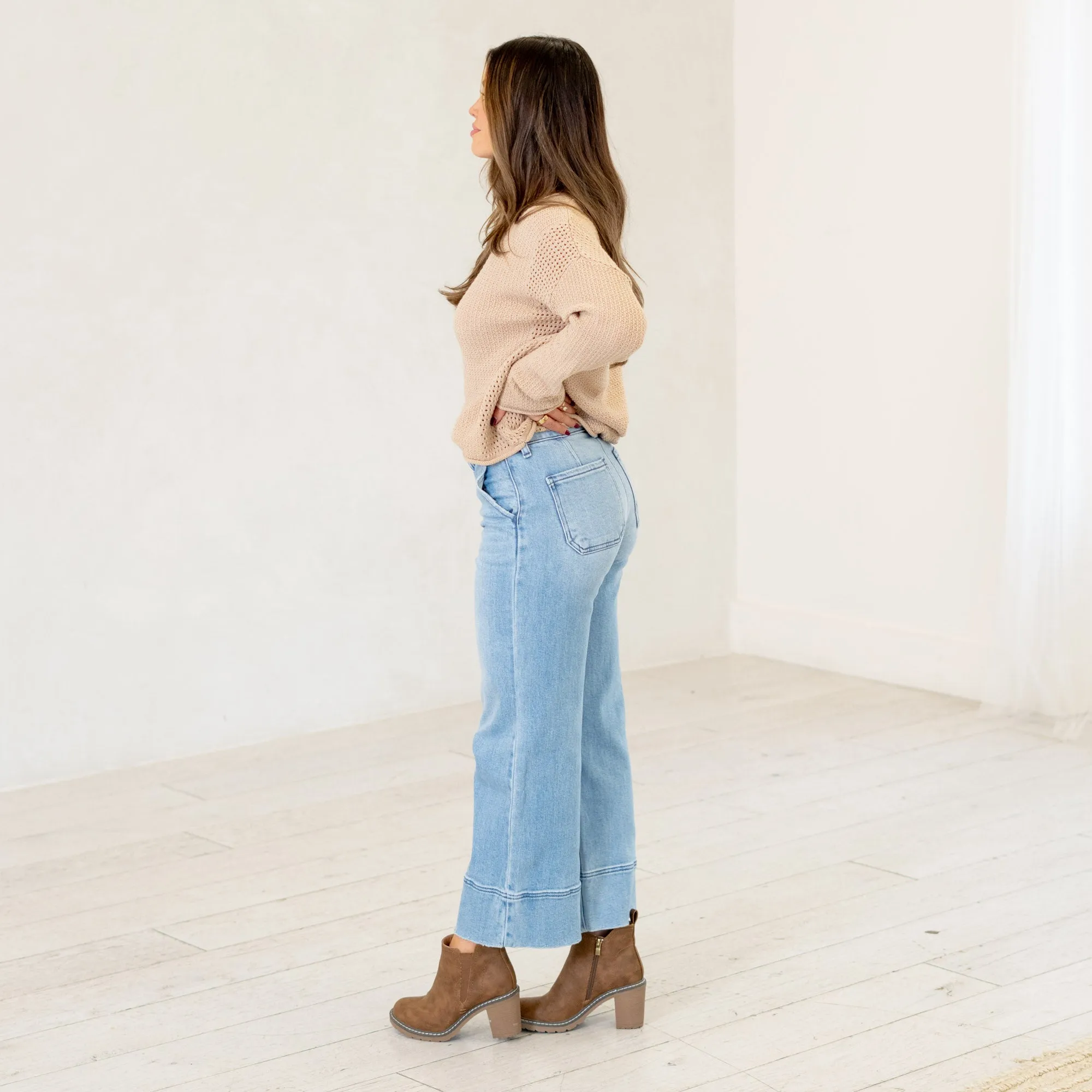 Darla High Rise Cropped Wide Leg Jeans