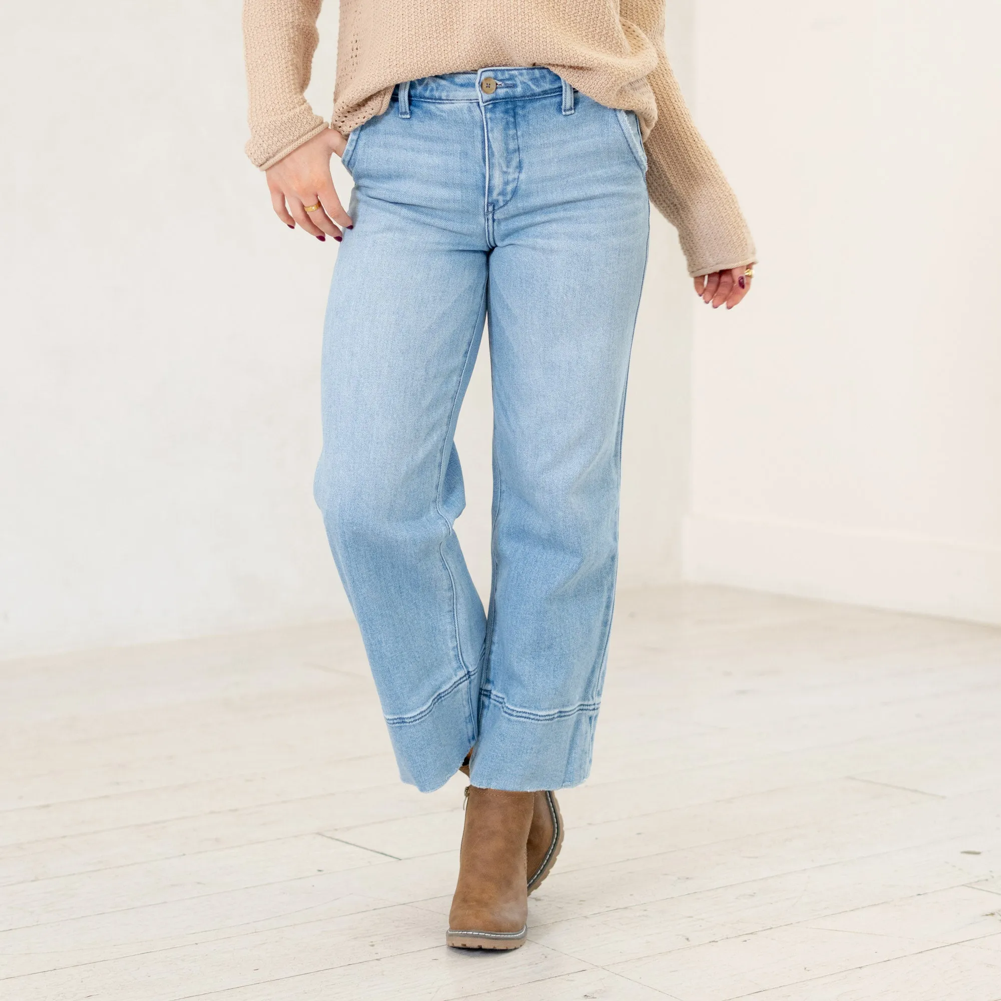 Darla High Rise Cropped Wide Leg Jeans
