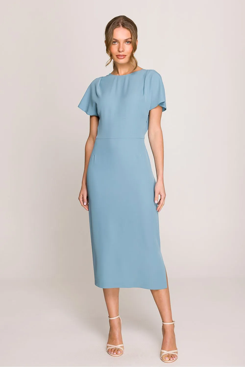 Day-dress Minimalist Midi-Length Cap Sleeve Dress