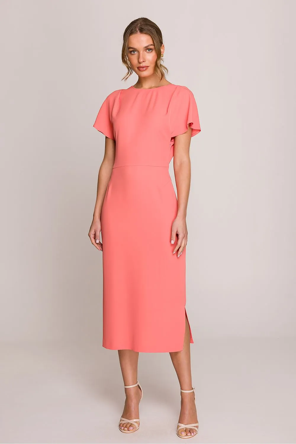Day-dress Minimalist Midi-Length Cap Sleeve Dress