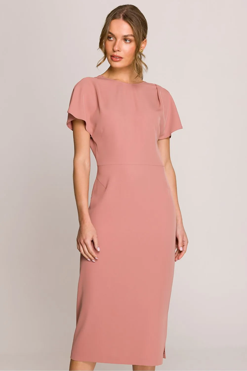 Day-dress Minimalist Midi-Length Cap Sleeve Dress