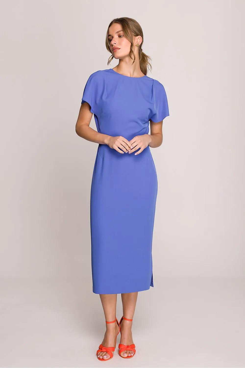 Day-dress Minimalist Midi-Length Cap Sleeve Dress