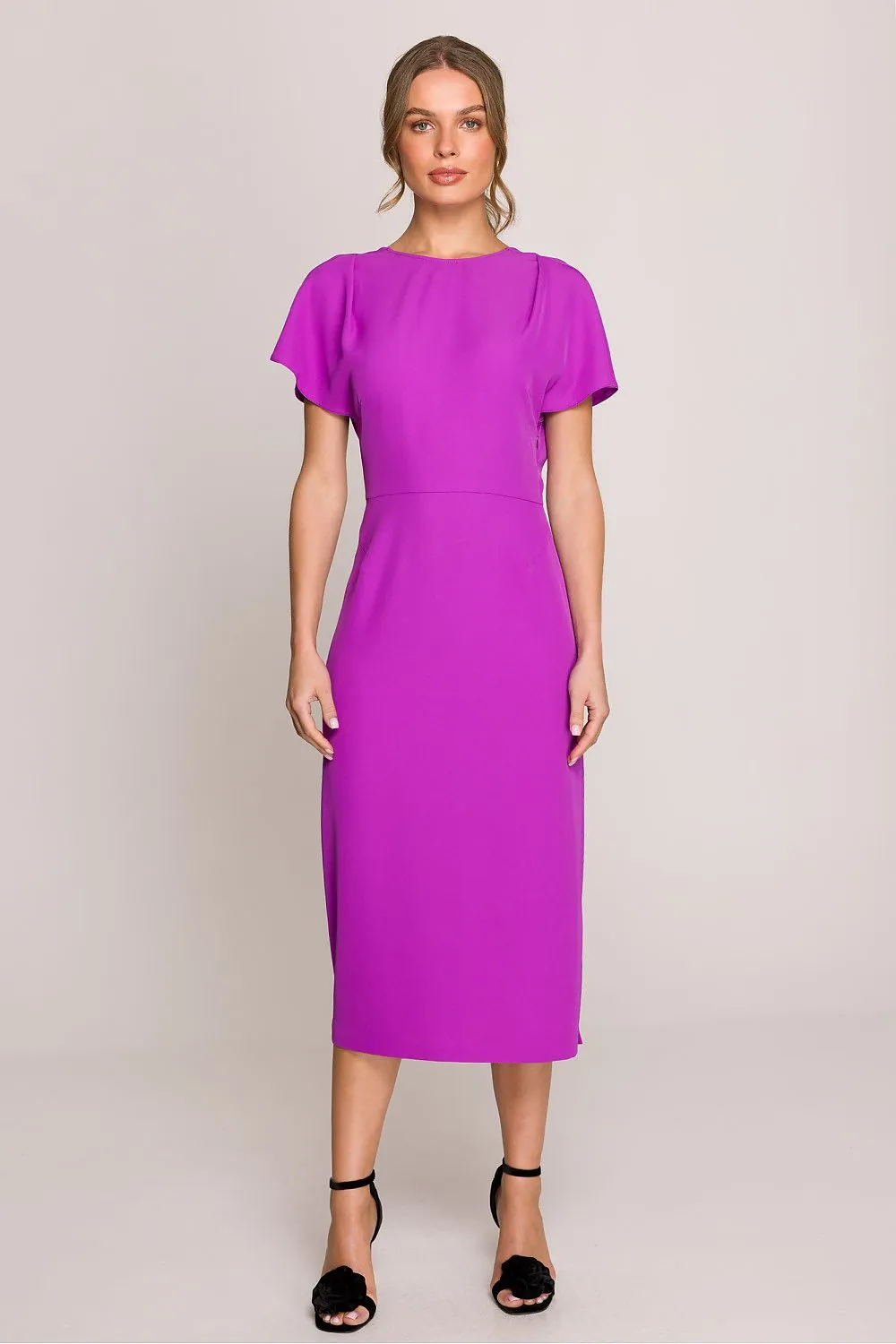 Day-dress Minimalist Midi-Length Cap Sleeve Dress