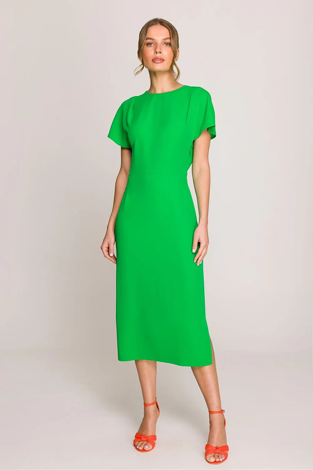 Day-dress Minimalist Midi-Length Cap Sleeve Dress