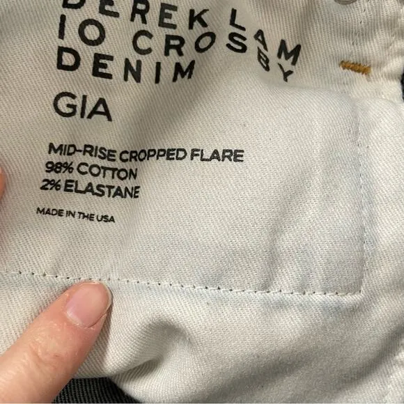 Derek Lam 10 Crosby Dark Wash Gia Mid Rise Cropped Flare Jeans Womens 26 Blue