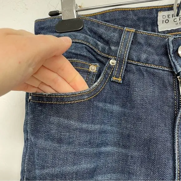 Derek Lam 10 Crosby Dark Wash Gia Mid Rise Cropped Flare Jeans Womens 26 Blue