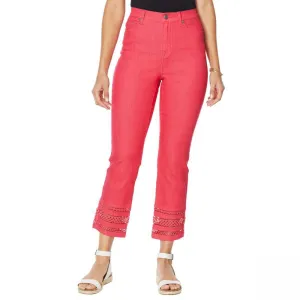 DG2 by Diane Gilman Women's Classic Stretch Crochet Hem Cropped Jeans